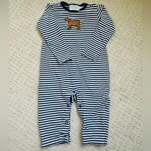 Little English Romper with Dog Appliqué